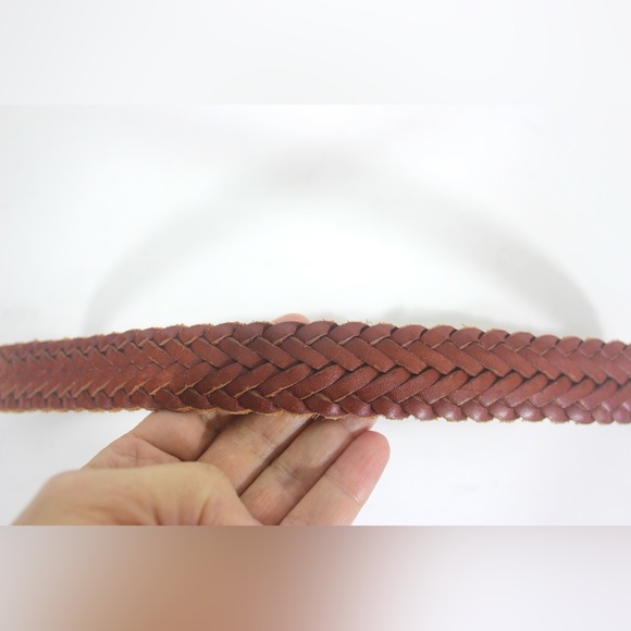 Adjustable to 30” Argentinian Vintage Woven or Braided Warm Brown Leather Belt - Picture 7 of 7